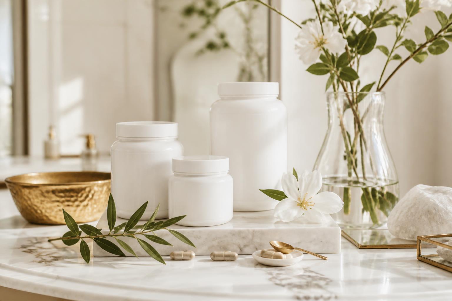 Alvessa products arranged on a marble surface