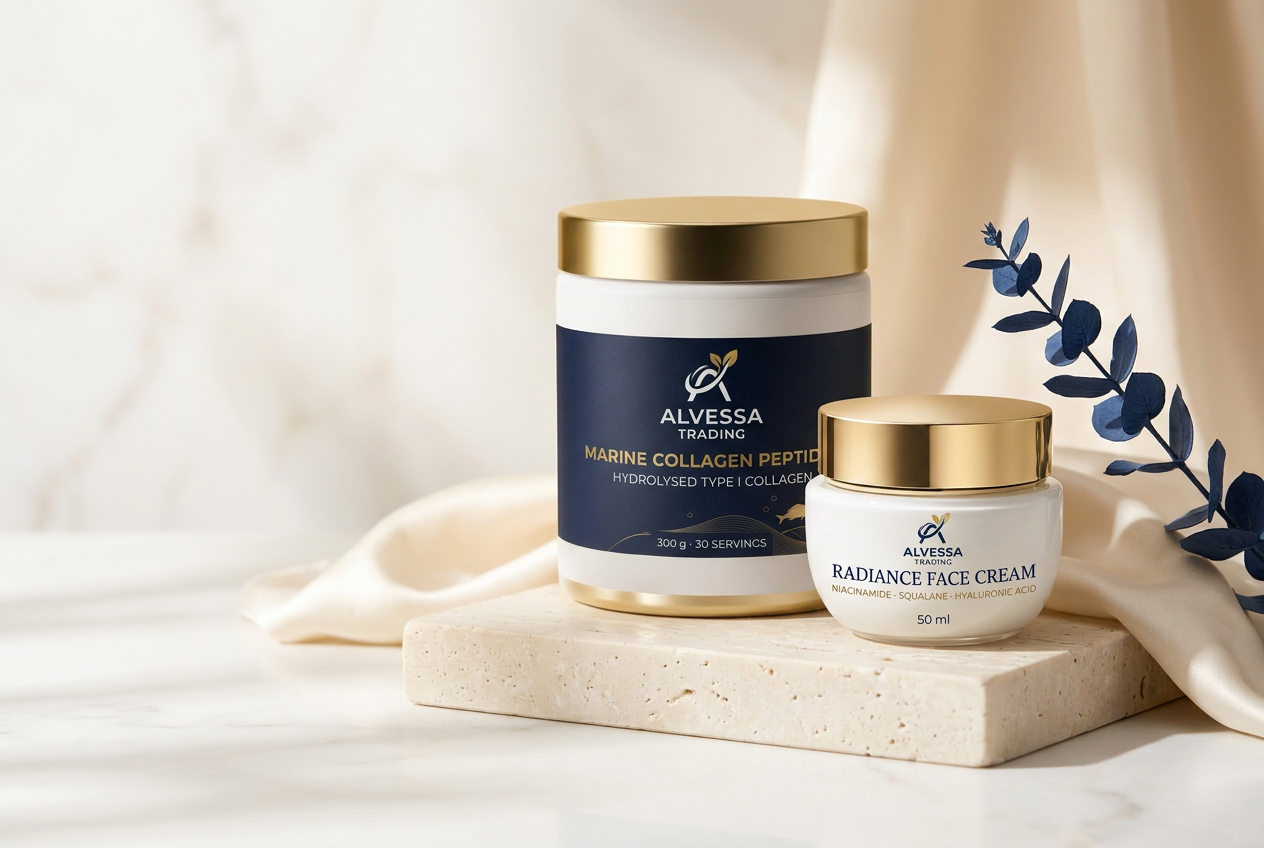 Alvessa Marine Collagen Peptides and Radiance Face Cream